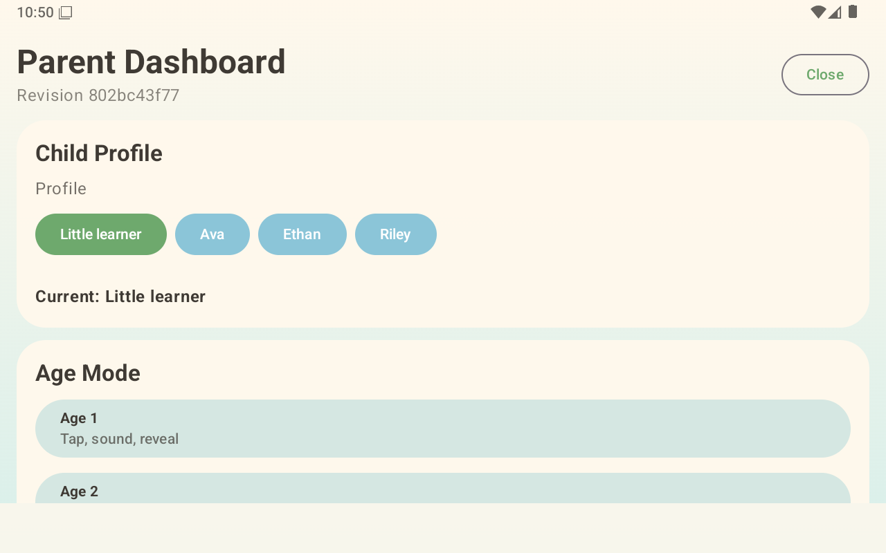 Sproutly Kids parent dashboard with progress and activity information.